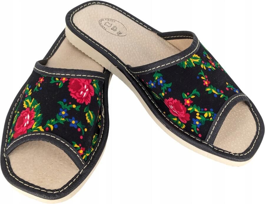 Baffiks Dames Pantoffels Geborduurd met Bloemen