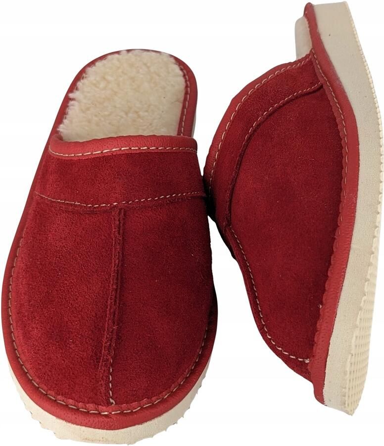 Baffiks Dames Pantoffels Rood Suède Wol Warm