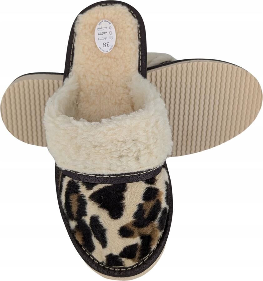 Baffiks Dames Pantoffels Wol Panterprint Warm & Comfortabel
