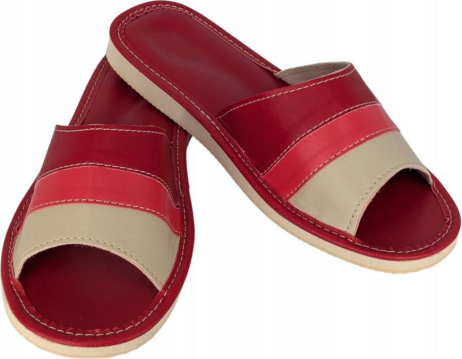 Baffiks Rode Dames Pantoffels Leerlook