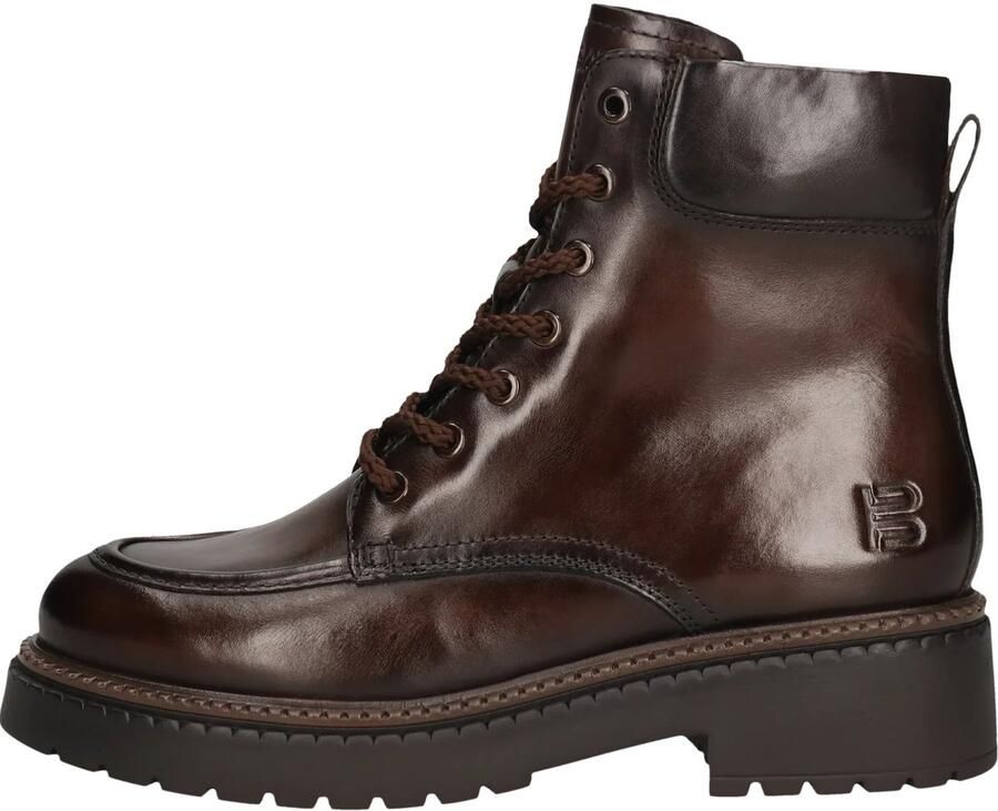 Bagatt Dames leren lace-up enkellaarzen met subtiele stiksels en rits TT.