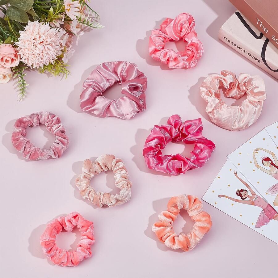 Ballerina Feestartikelen 24 Roze Haarscrunchies en Bedankkaarten