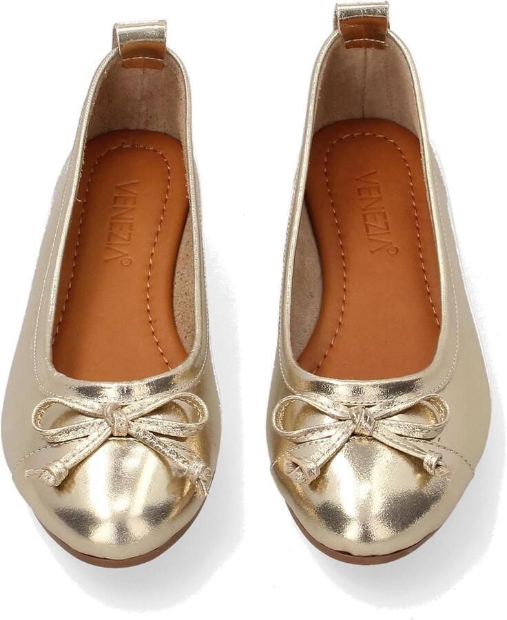 Ballerina's van leer met glans en strik goud