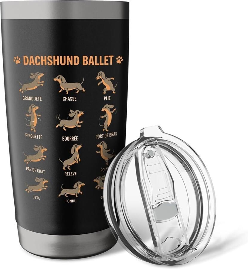Ballet poses grappige dieren dubbelwandige thermobeker