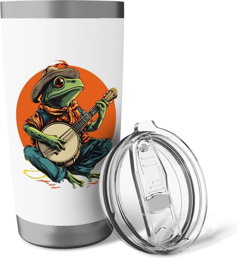 Banjo-spelende kikker thermobeker