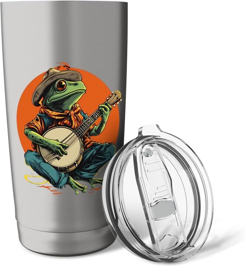 Banjo-speler met bluegrass-thema dubbelwandige thermobeker