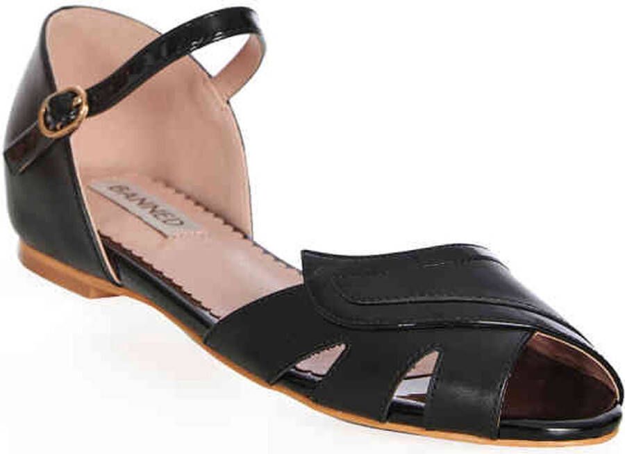 Banned Glamorous Gliders Flat Sandaal met enkelband 39 Shoes Zwart
