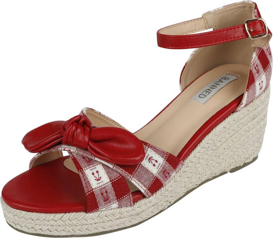 Banned Retro Free Spirit Soles Hoge Hakken rood-wit Textiel Rockabilly