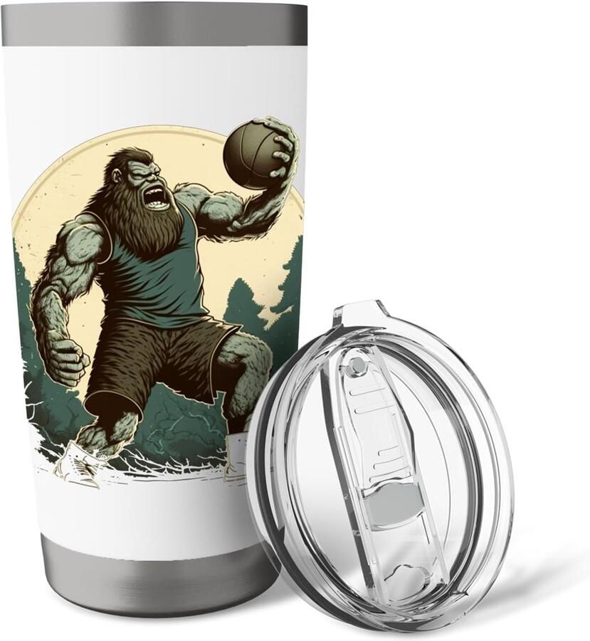 Basketbalbeker met Bigfoot-ontwerp dubbelwandig roestvrij staal