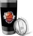 Basketbalbeker met dubbele wand van roestvrij staal - Zilver