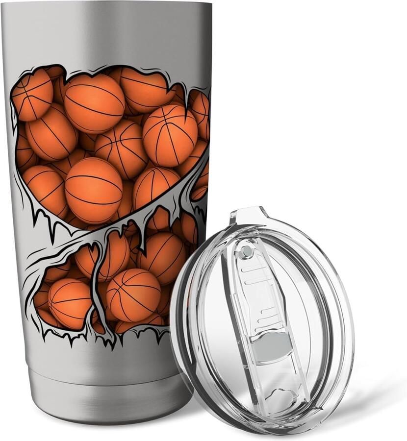 Basketbals Indoor Sport Halloween Kostuum Dubbelwandige RVS Thermosbeker