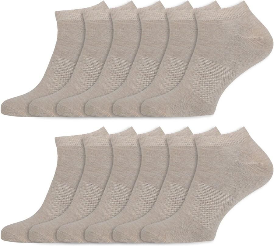 Basset 12 Paar Sneakersokken Bamboe Beige