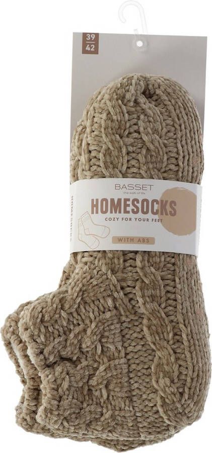 Basset Spaanse Sloffen Homeslof Met AntiSlip Beige ABS Nopjes Homesloffen Homesocks