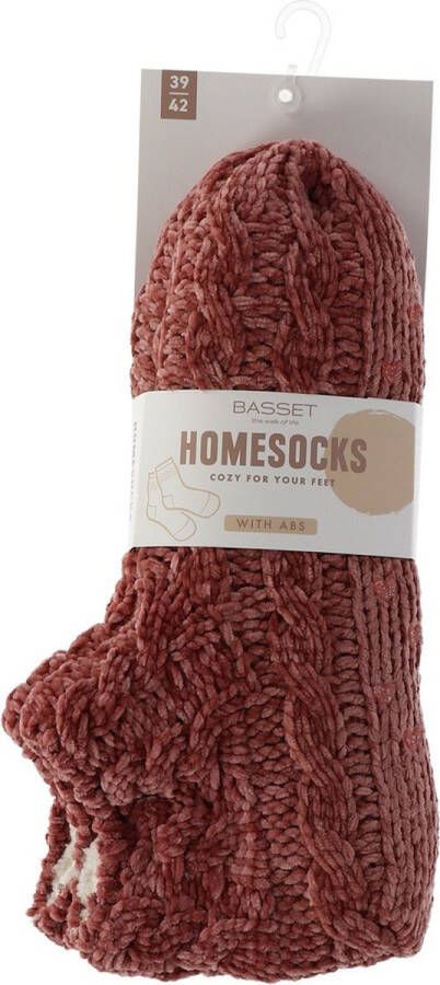Basset Spaanse Sloffen Homeslof Met AntiSlip Old Pink ABS Nopjes Homesloffen Homesocks
