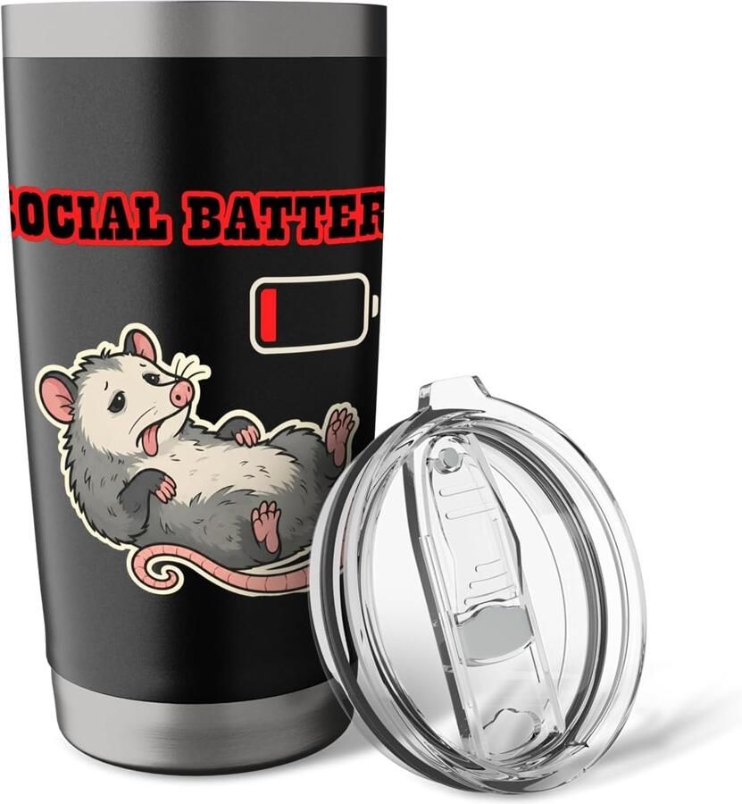 Batterij zwak Lustigs opossum Introvert antisociaal opossum Dubbelwandige thermobeker