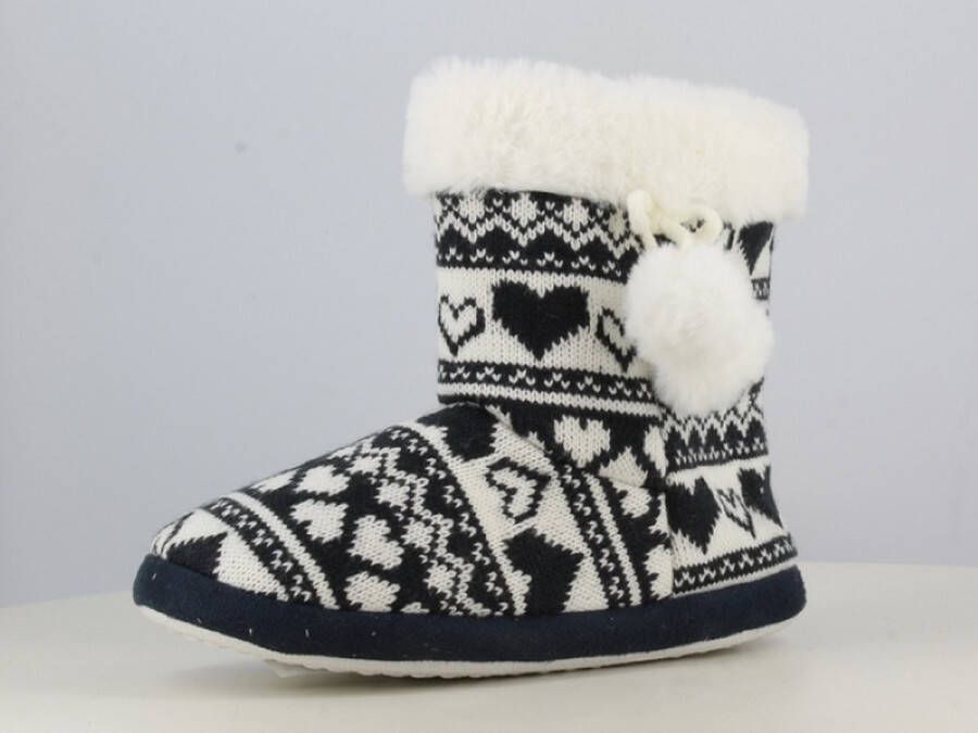 BBS Dames winter kerst pantoffels warme zachte fleece huisslofen antislip blauw marine