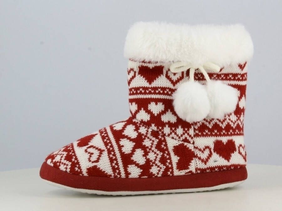 BBS Dames winter pantoffels warme zachte fleece huisslofen antislip rood