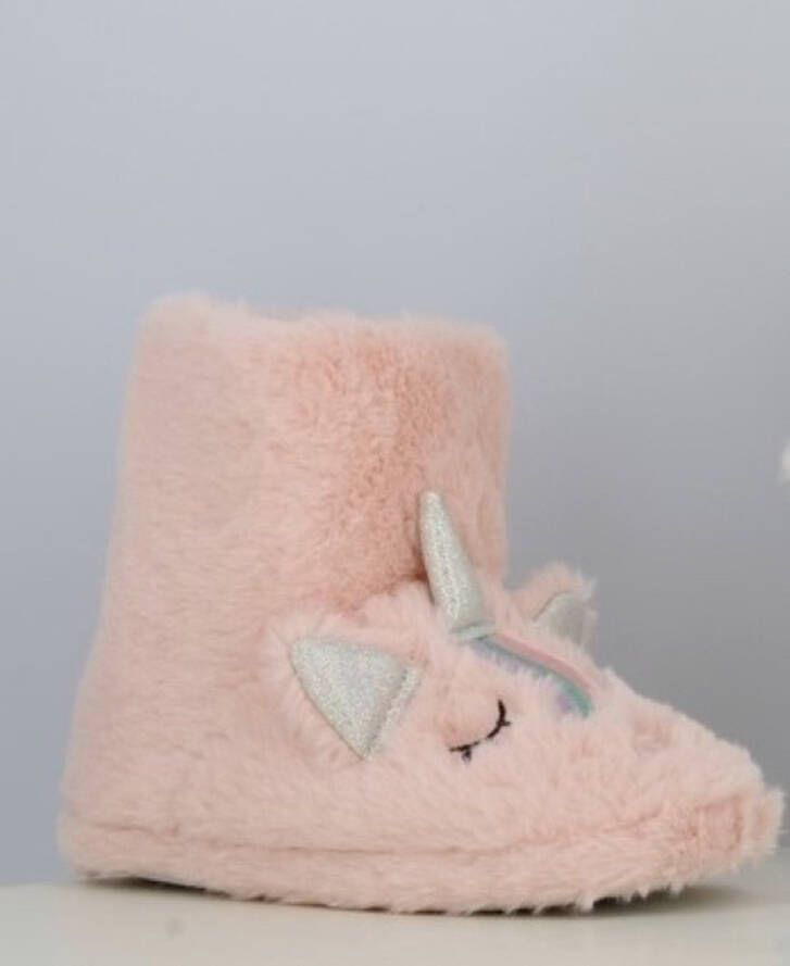 BBS Meisjes unicorn fleece pantoffels zeer zachte roze unicorn huissloffen sterke antislip