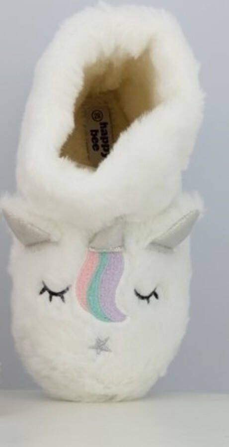 BBS Meisjes unicorn fleece pantoffels zeer zachte witte unicorn huissloffen sterke antislip