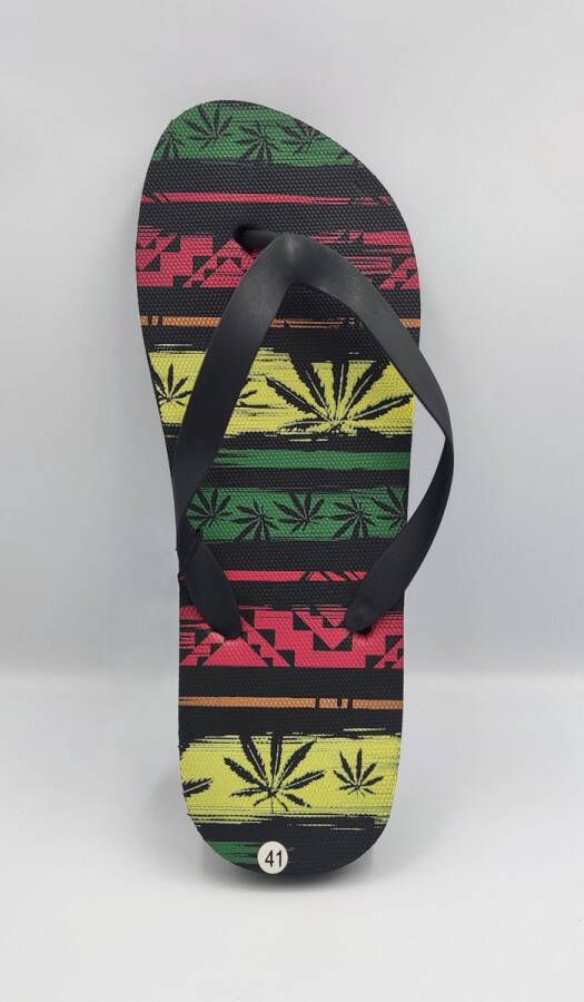 BBS Slipper voor heren mannen zwart rood geel groen reggae print ideale bad strand teenslipper