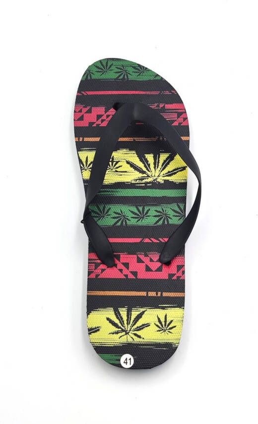 BBS Slipper voor heren mannen zwart rood geel groen reggae print ideale bad strand teenslipper