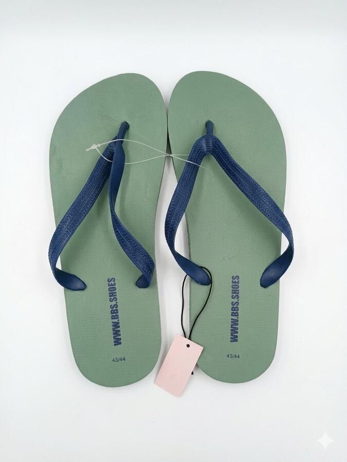 BBS.SHOES Comfortabele Groene Teenslippers met Blauwe Bandjes