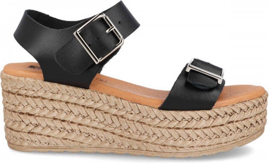 Blu sandals Dames Slipper Zwart Comfortabele Zomersandaal met Glanzend Detail