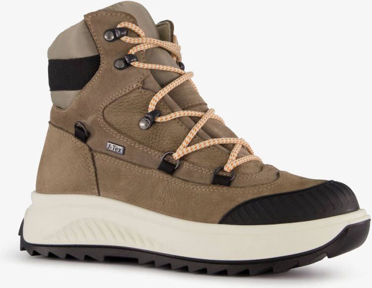 Be Mine leren dames veterboots beige zwart Uitneembare zool