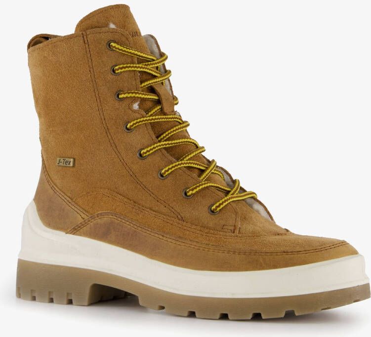 Be Mine leren dames veterboots cognac Uitneembare zool