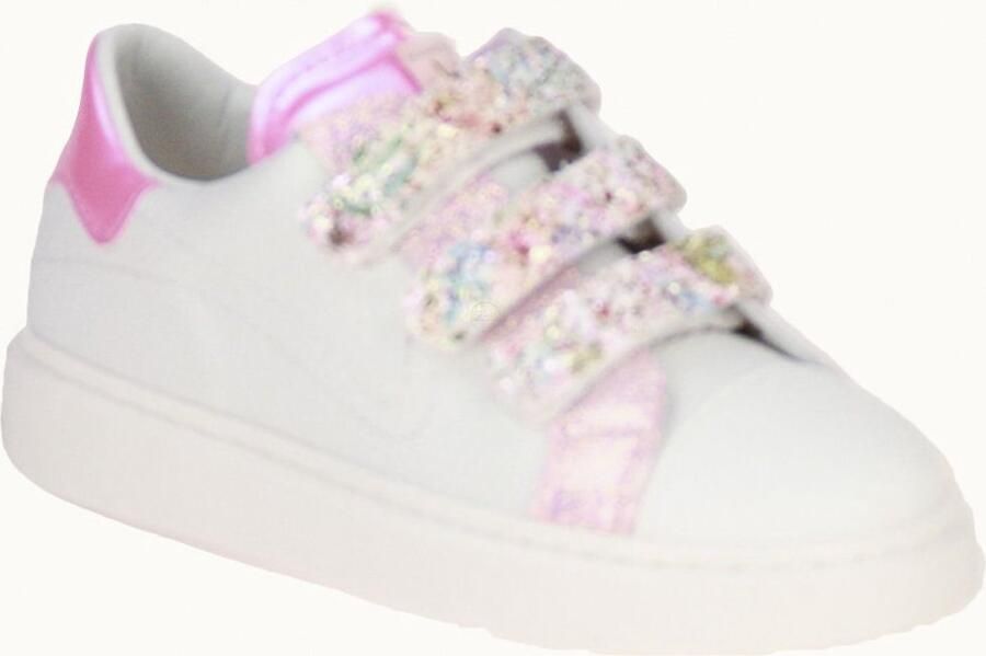 Beberlis Wit-Roze Velcroschoen