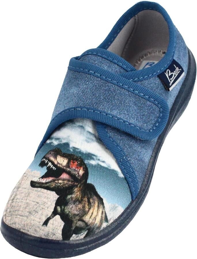 BECK Huisschoenen 'Spinosaurus' blauw denim antraciet stone grey wit