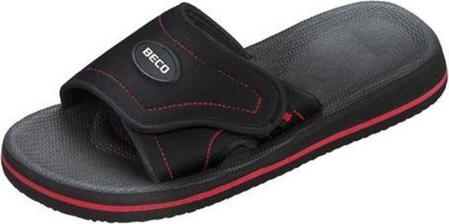 BECO Badslippers Met Klittenband Unisex Zwart rood