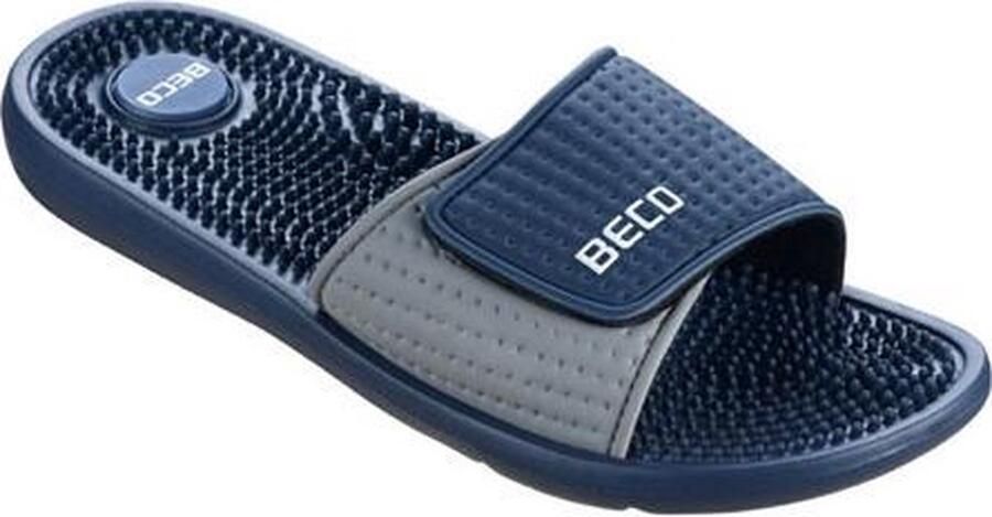 BECO Badslippers Met Klittenband Donkerblauw Heren