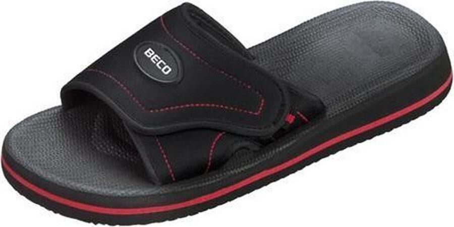 BECO Badslippers Met Klittenband Unisex Zwart rood