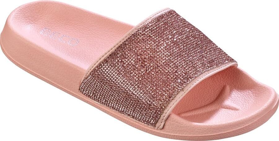 BECO Dames Badslippers Koraal met Rhinestones