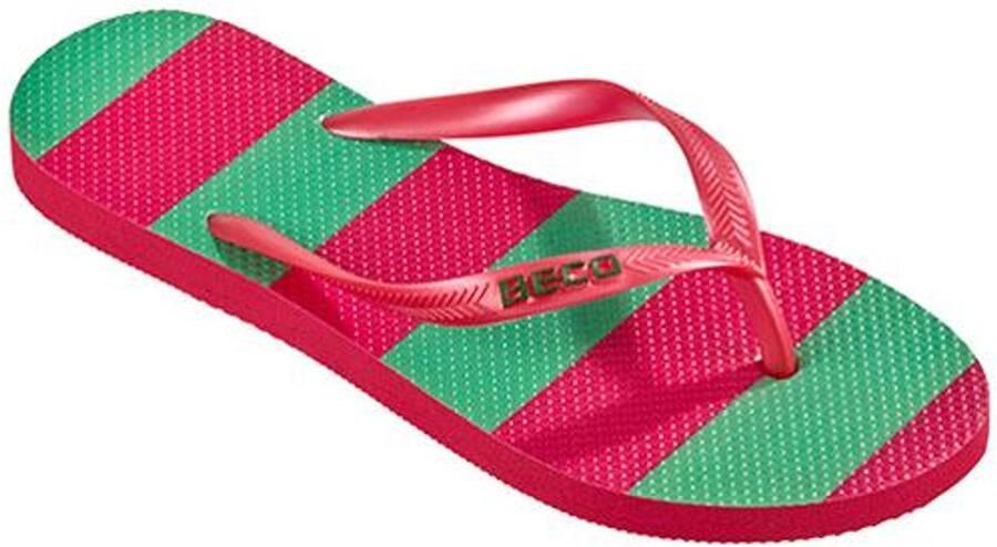 BECO dames teenslippers roze groen