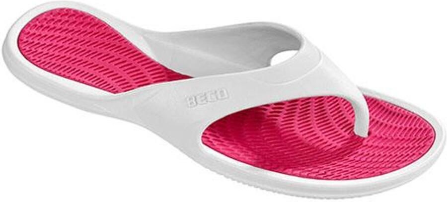 BECO dames teenslippers wit roze