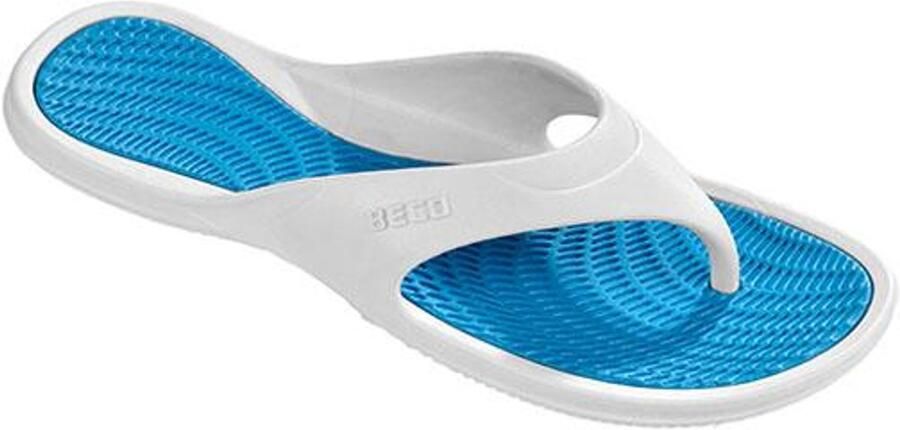 BECO dames teenslippers wit turquoise