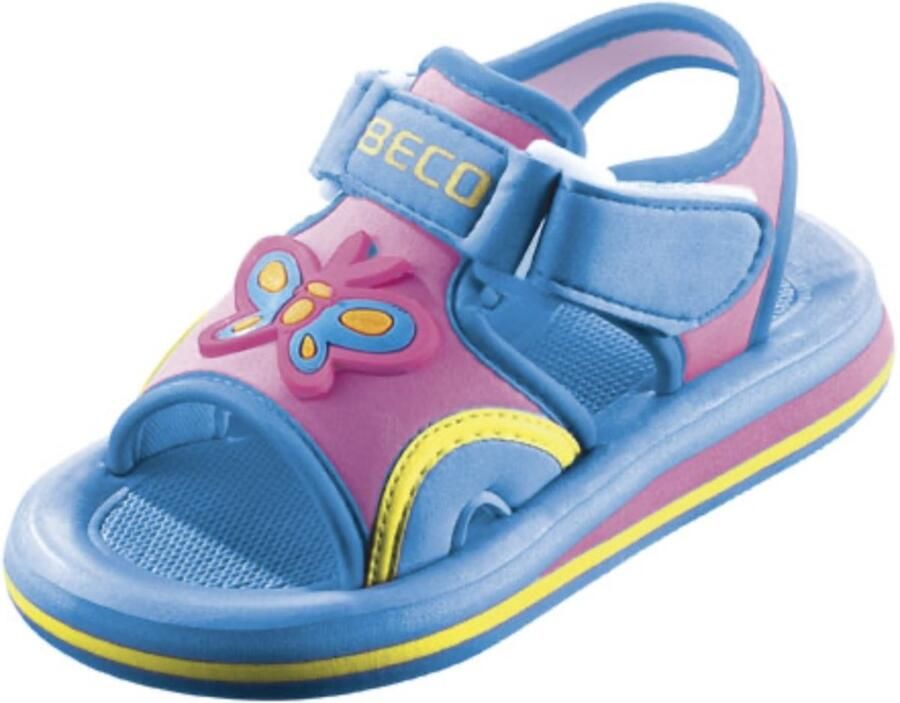 BECO meisjes sandaaltjes blauw roze Vlinder motief