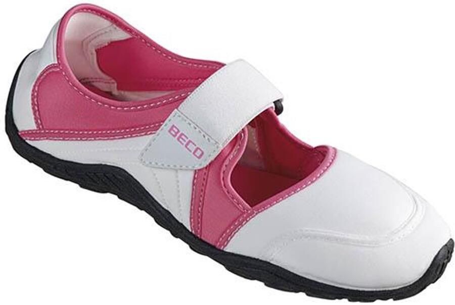 BECO Neoprene Water Shoes Velcro White pink