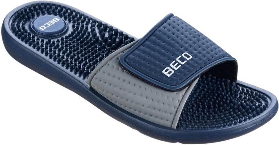 BECO Slippers With Massage Footbed Dark Blue grey