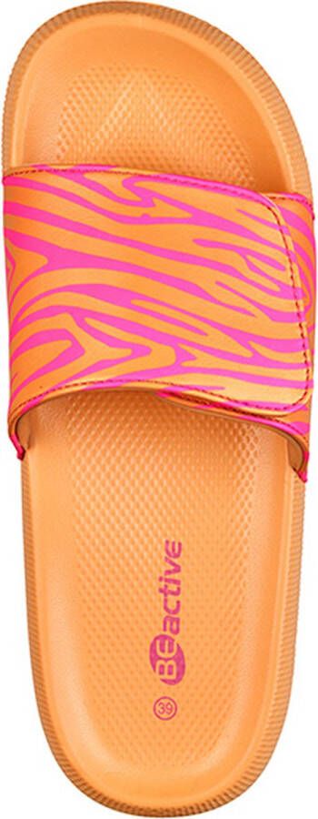 BECO dames slippers Zebra Vibes oranje roze