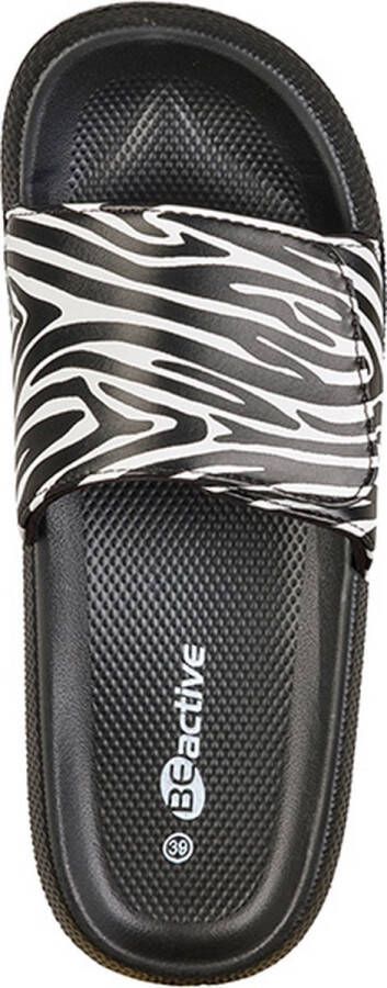 BECO dames slippers Zebra Vibes zwart wit