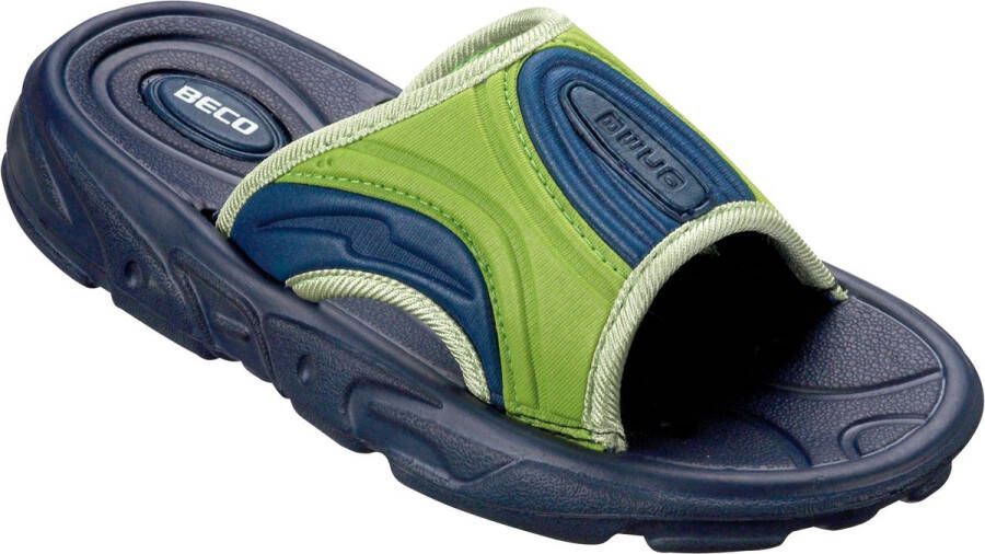 BECO Kinder slipper voor jongens blauw groen