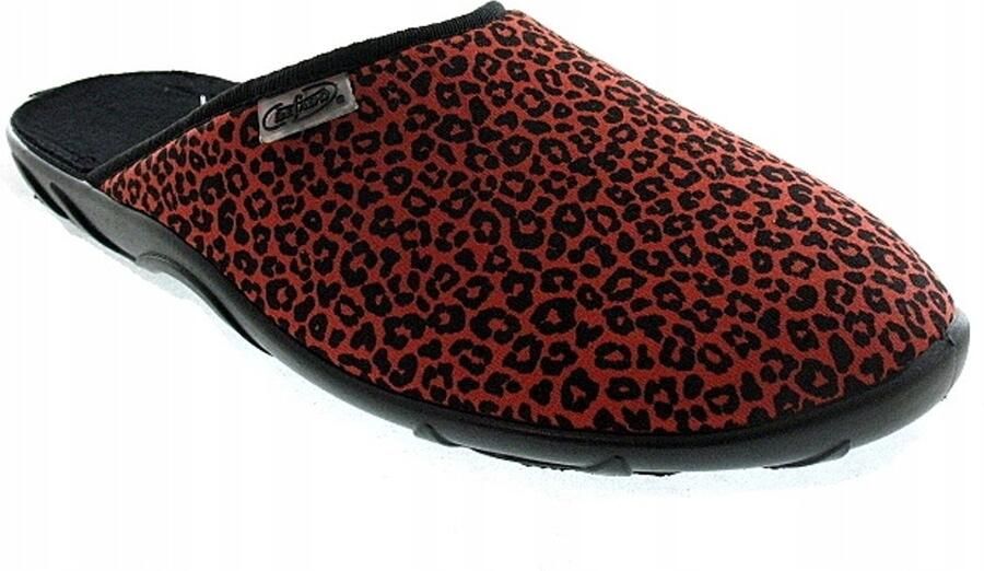 Befado Dames Pantoffels 235D206 Bordauw met Panterprint