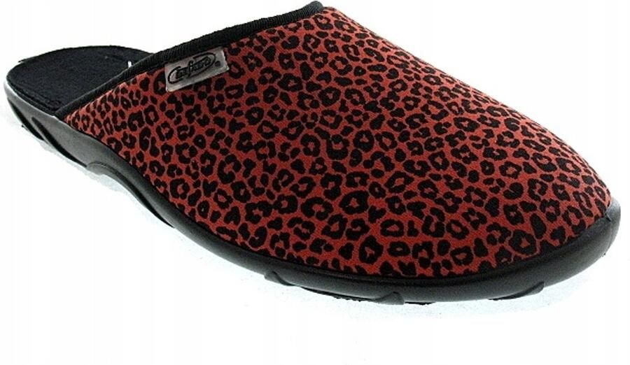 Befado Dames Pantoffels 235D206 Bordauw met Panterprint