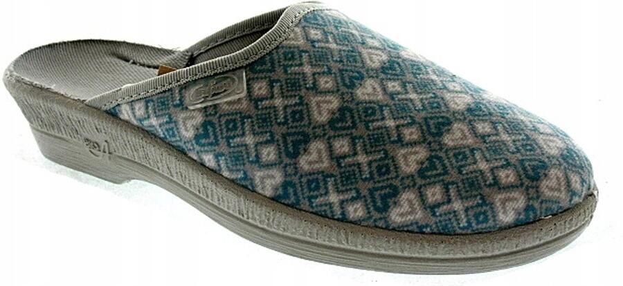 Befado Dames Pantoffels Turquoise-Grijs Comfortabel Huisschoeisel