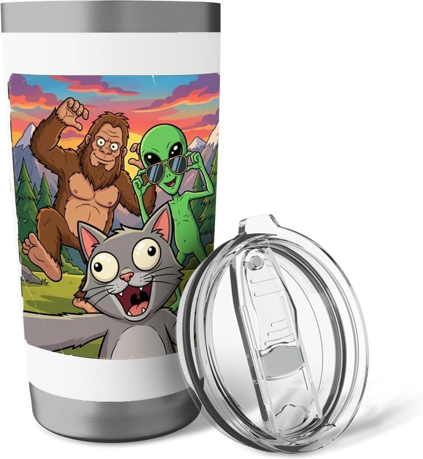 Beker met kat Bigfoot alien UFO en cryptide