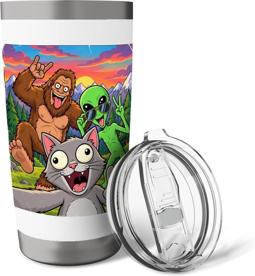 Beker met kat Bigfoot alien UFO en cryptide