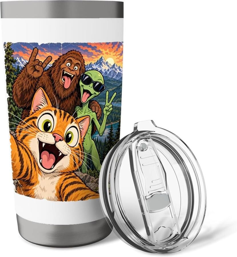 Beker met kat Bigfoot alien UFO en cryptide